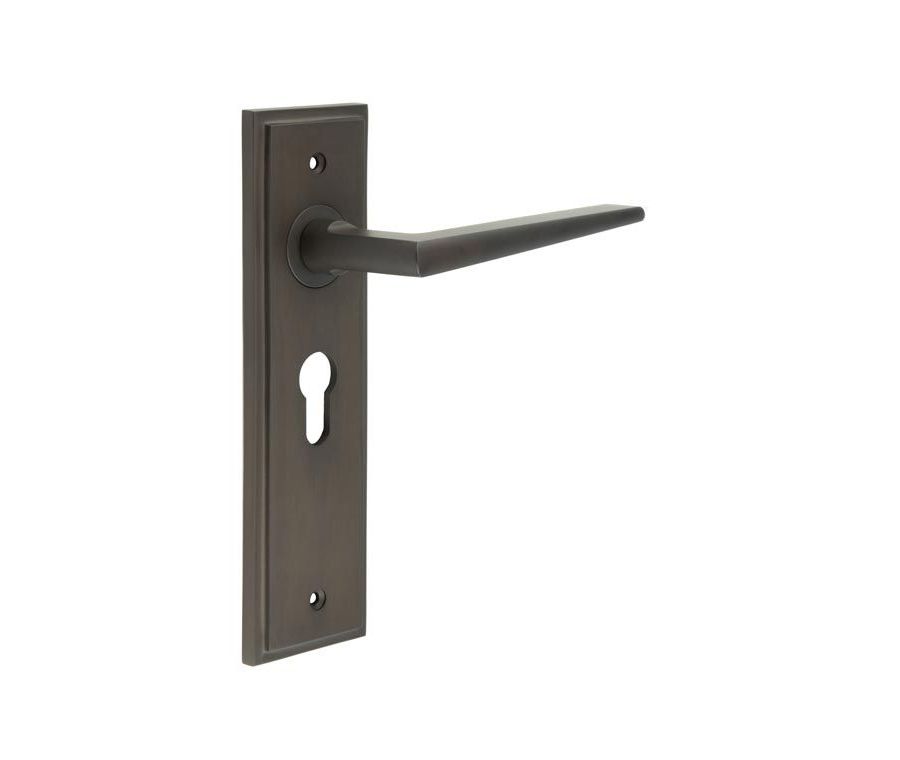 Set Burlington Dark Bronze Mayfair Lever on Euro Lock Plate c/c 47.5mm  | BUR10-454DB
