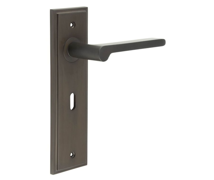 Set Burlington Dark Bronze Fitzrovia Lever on Key Lock Plate  | BUR15-451DB