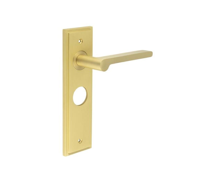 Set Burlington Satin Brass Fitzrovia Lever on Euro Lock Plate c/c 47.5mm  | BUR15-454SB