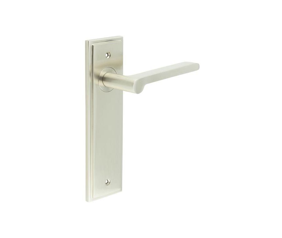 Set Burlington Satin Nickel Fitzrovia Lever on Latch Plate  | BUR15-450SN