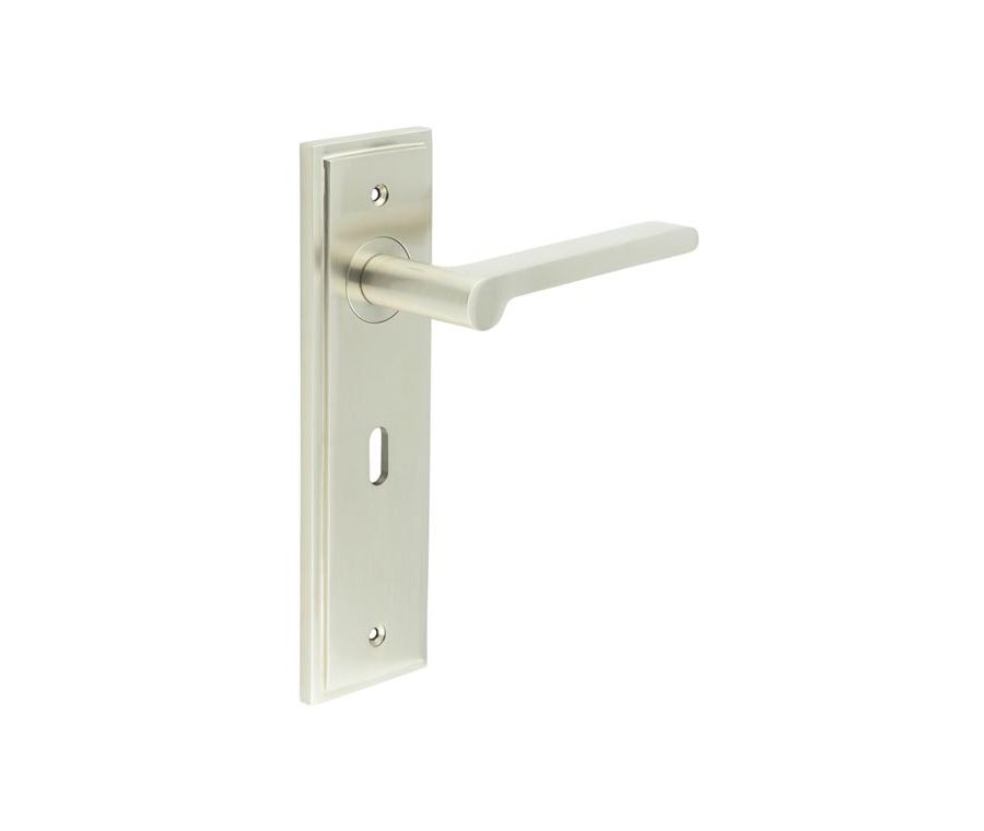 Set Burlington Satin Nickel Fitzrovia Lever on Key Lock Plate  | BUR15-451SN