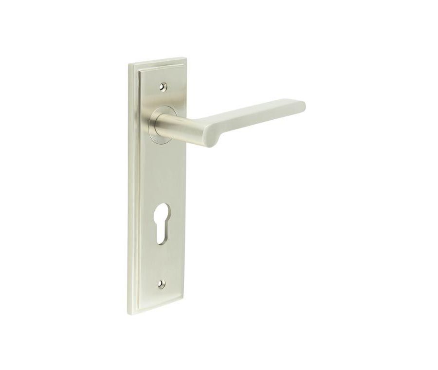 Set Burlington Satin Nickel Fitzrovia Lever on Euro Lock Plate c/c 72mm  | BUR15-455SN