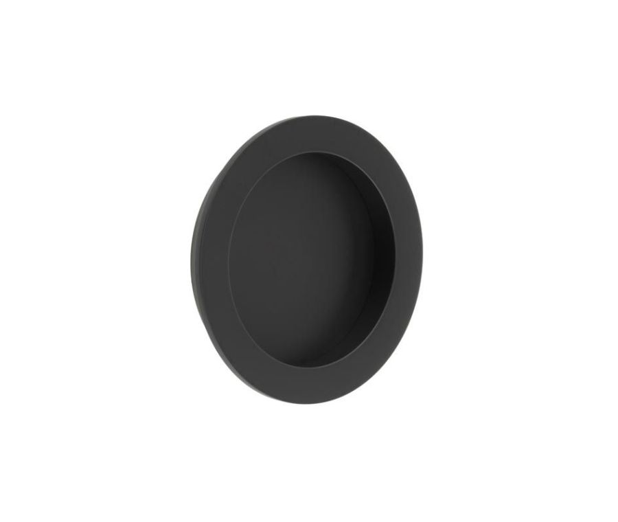 Burlington 75x12mm Matt Black Round Concealed Flush Handle | BUR215MB