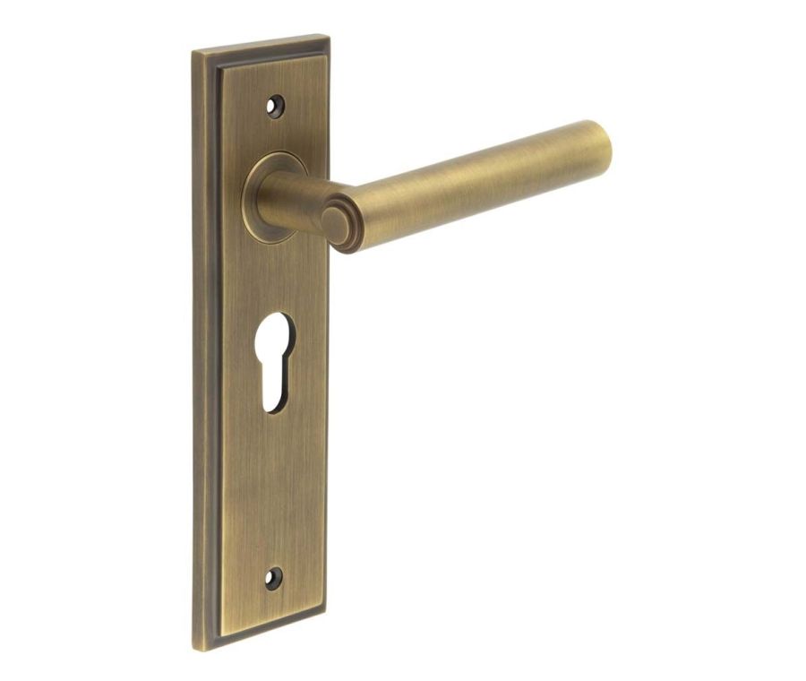 Set Burlington Antique Brass Richmond Lever on Euro Lock Plate c/c 47.5mm  | BUR45-454AB