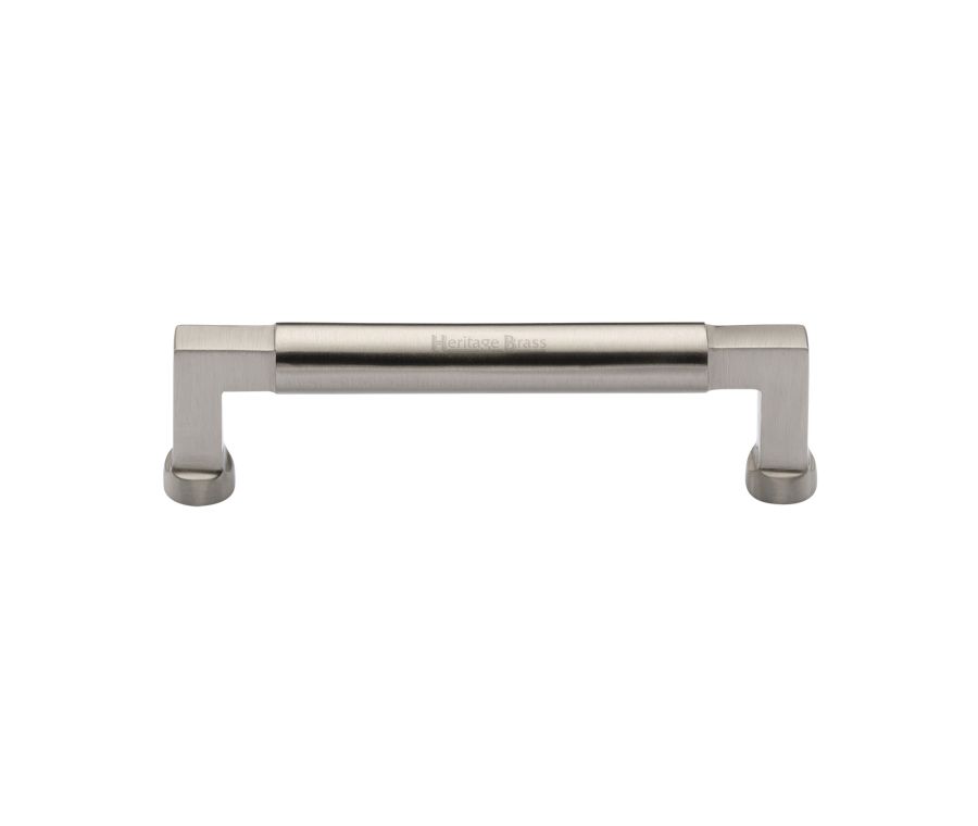 Heritage Brass Satin Nickel Bauhaus Cabinet Pull Handle 128mm