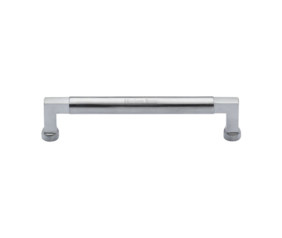 Heritage Brass Satin Chrome Bauhaus Cabinet Pull Handle 160mm