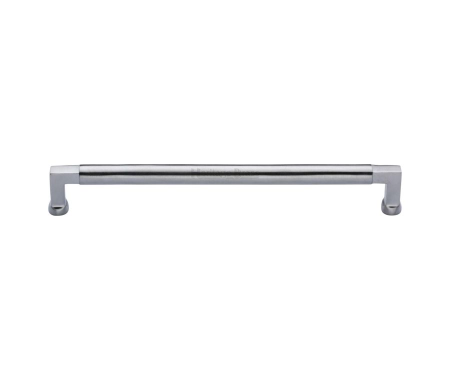 Heritage Brass Satin Chrome Bauhaus Cabinet Pull Handle 203mm