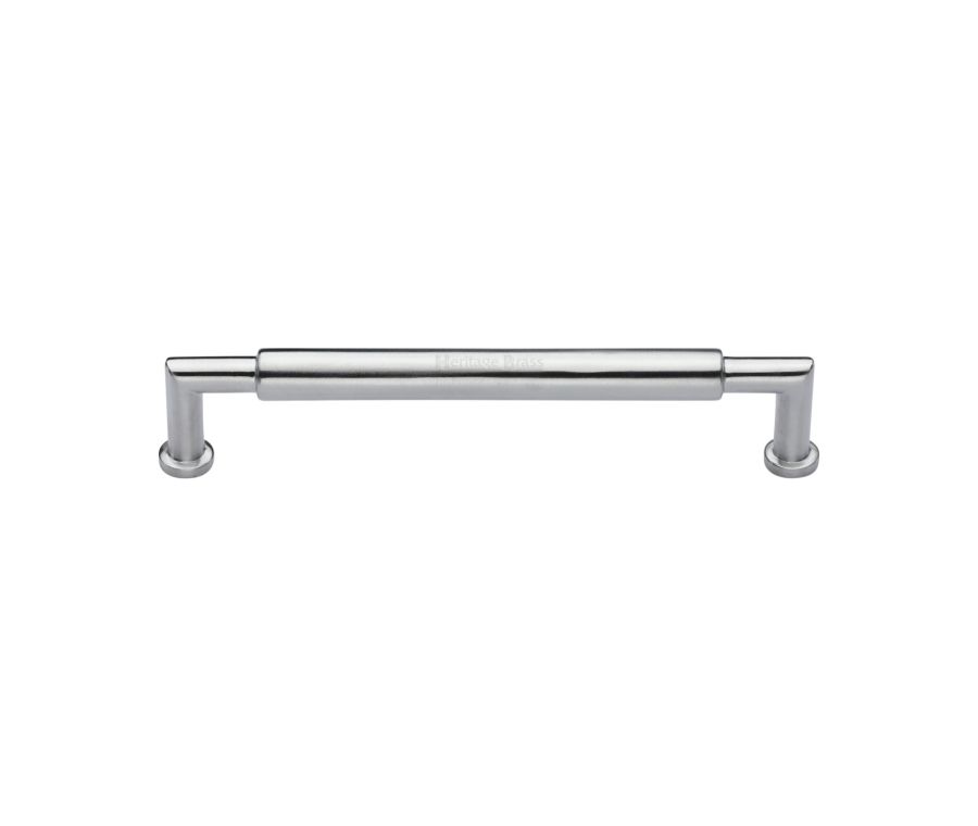 Heritage Brass Satin Chrome Bauhaus Round Cabinet Pull Handle 152mm