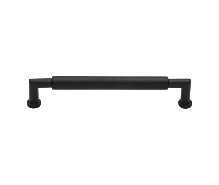Heritage Brass Matt Black Bauhaus Round Cabinet Pull Handle 203mm