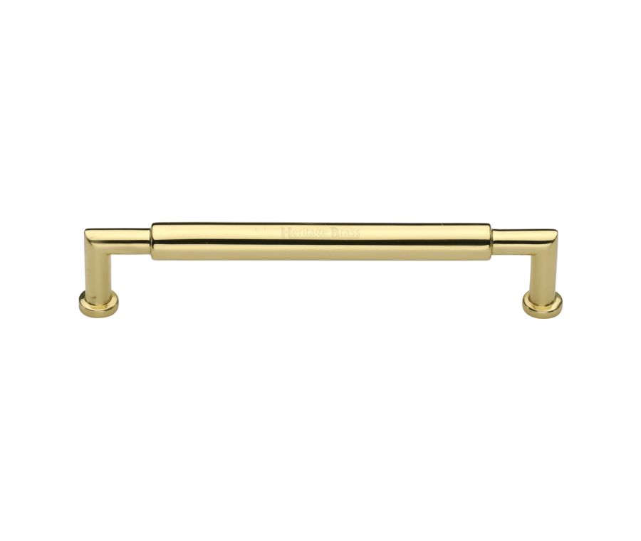 Heritage Brass Polished Brass Bauhaus Round Cabinet Pull Handle 203mm