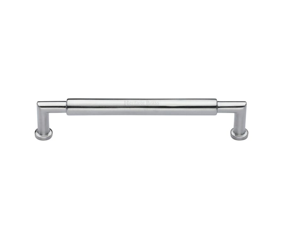 Heritage Brass Satin Chrome Bauhaus Round Cabinet Pull Handle 203mm