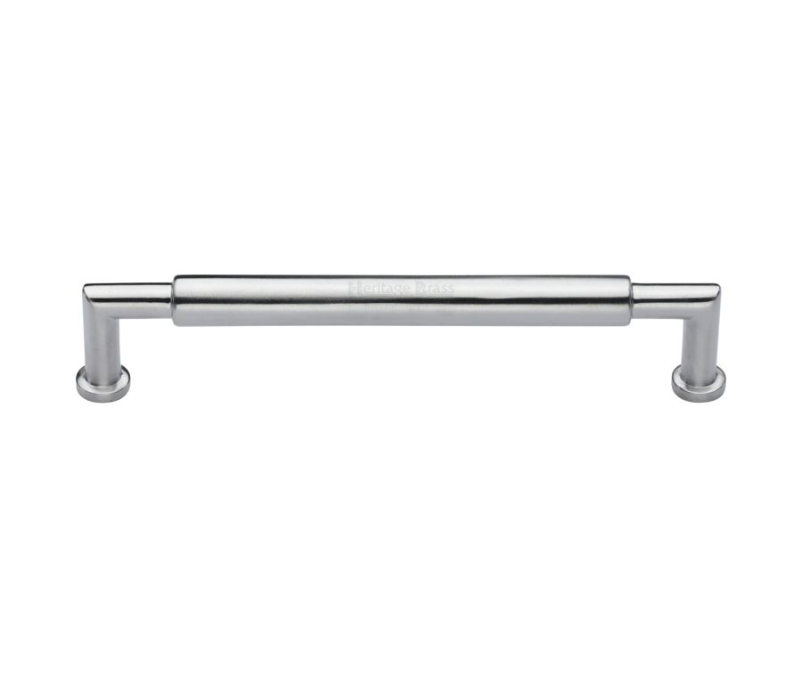 Heritage Brass Satin Chrome Bauhaus Round Cabinet Pull Handle 254mm