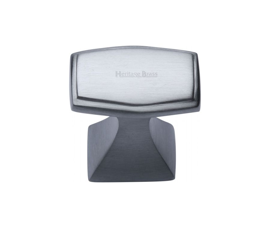 Heritage Brass Satin Chrome Deco Cabinet Knob 32mm