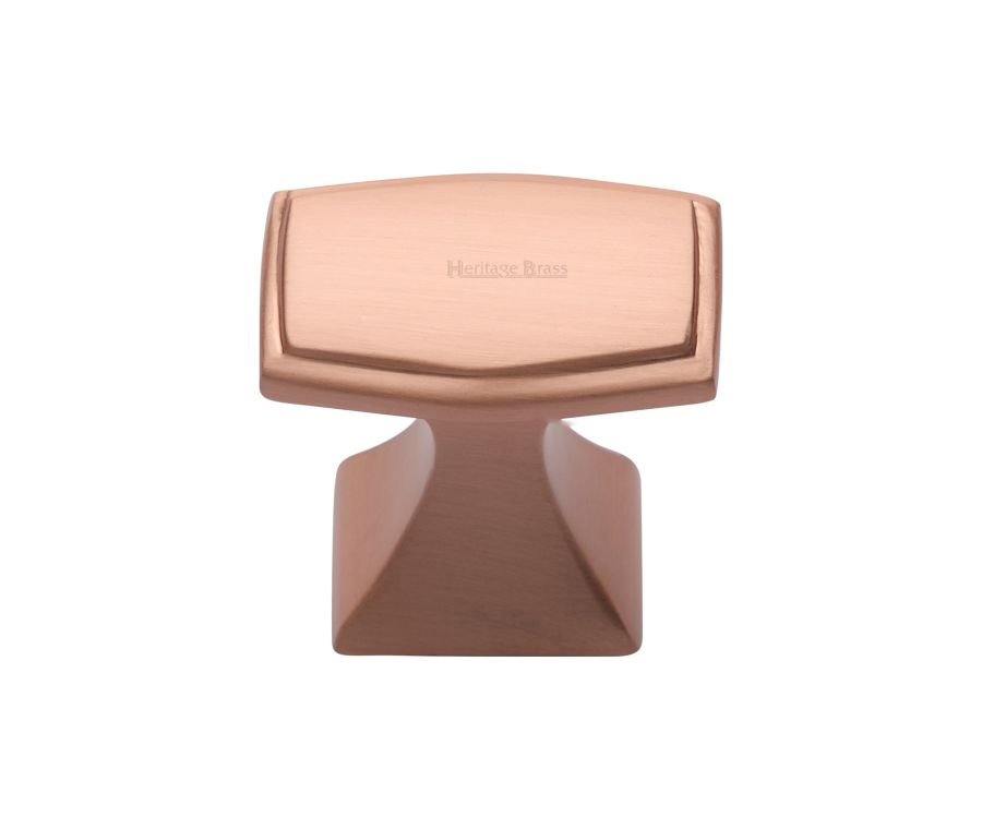 Heritage Brass Satin Rose Gold Deco Cabinet Knob 32mm