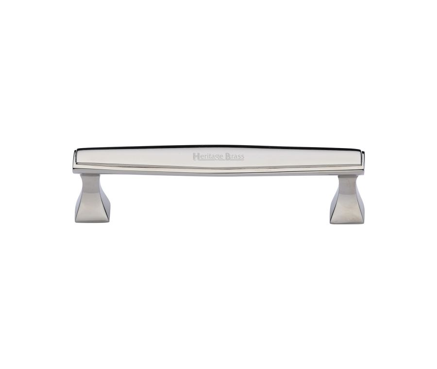 Heritage Brass Polished Nickel Finish Deco Cabinet Pull Handle 128mm