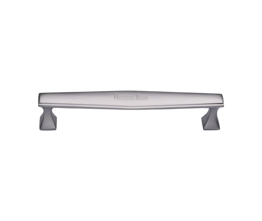 Heritage Brass Satin Chrome Deco Cabinet Pull Handle 160mm