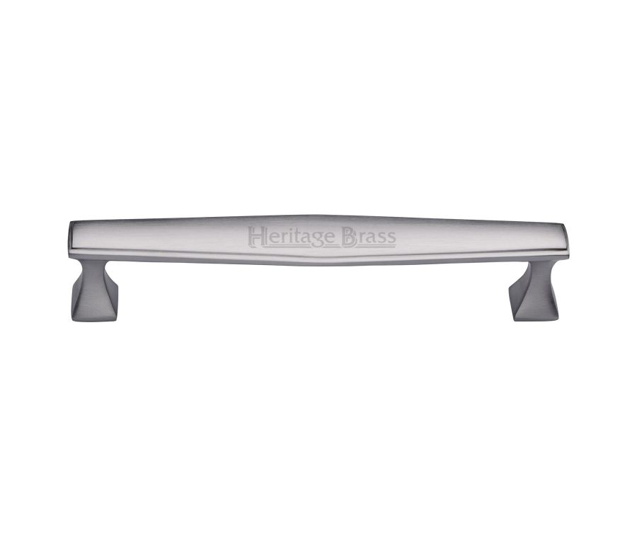 Heritage Brass Satin Chrome Deco Cabinet Pull Handle 203mm