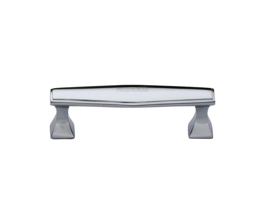 Heritage Brass Polished Chrome Deco Cabinet Pull Handle 96mm