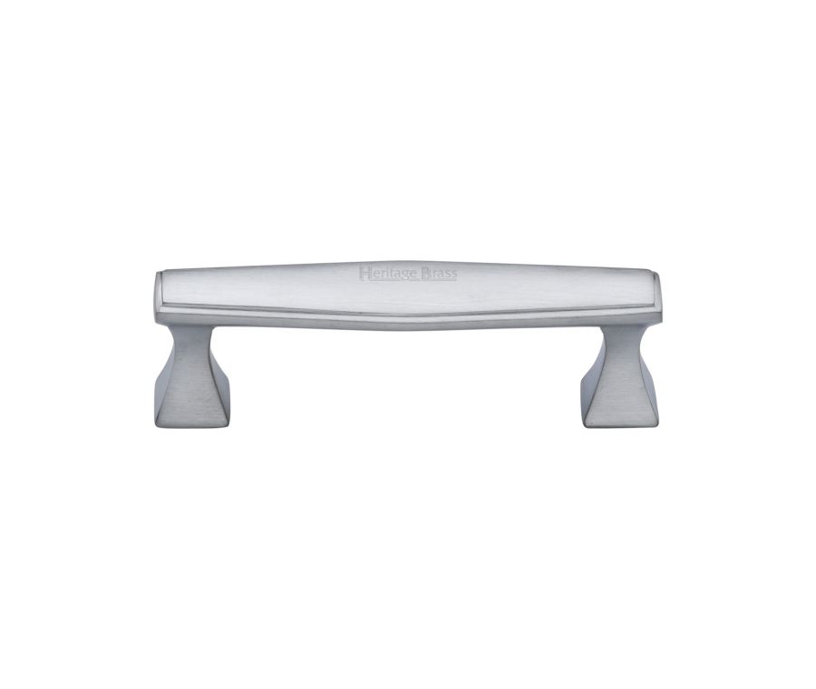 Heritage Brass Satin Chrome Deco Cabinet Pull Handle 96mm