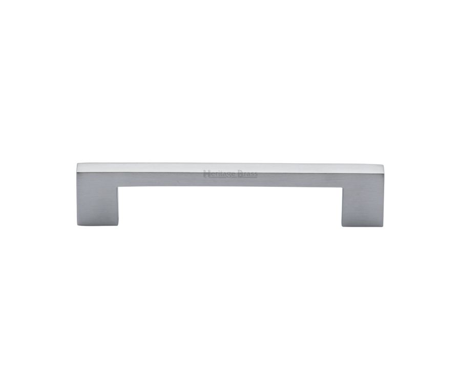 Heritage Brass Satin Chrome Metro Cabinet Pull Handle 128mm