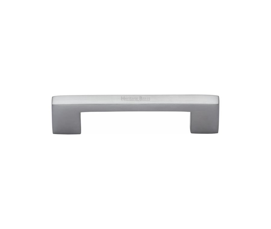 Heritage Brass Satin Chrome Metro Cabinet Pull Handle 96mm
