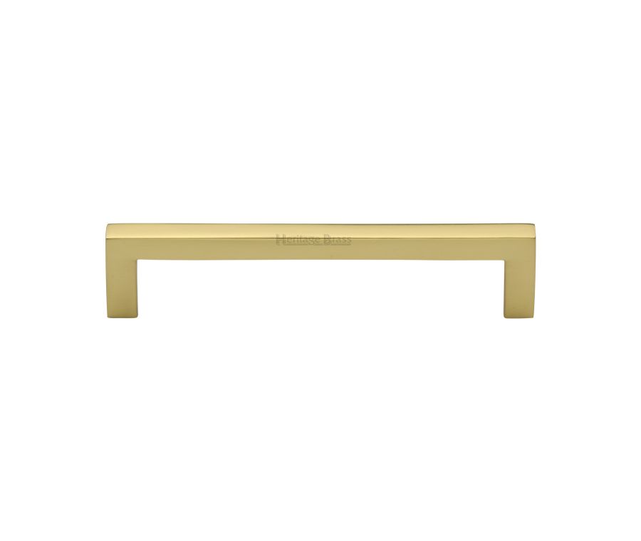 Heritage Brass Polished Brass Square Metro Cabinet Pull Handle 128mm