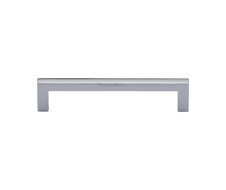 Heritage Brass Polished Chrome Square Metro Cabinet Pull Handle 128mm