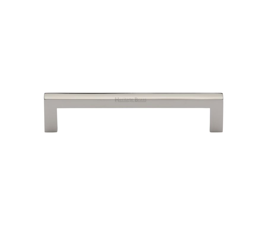 Heritage Brass Polished Nickel Finish Square Metro Cabinet Pull Handle 128mm
