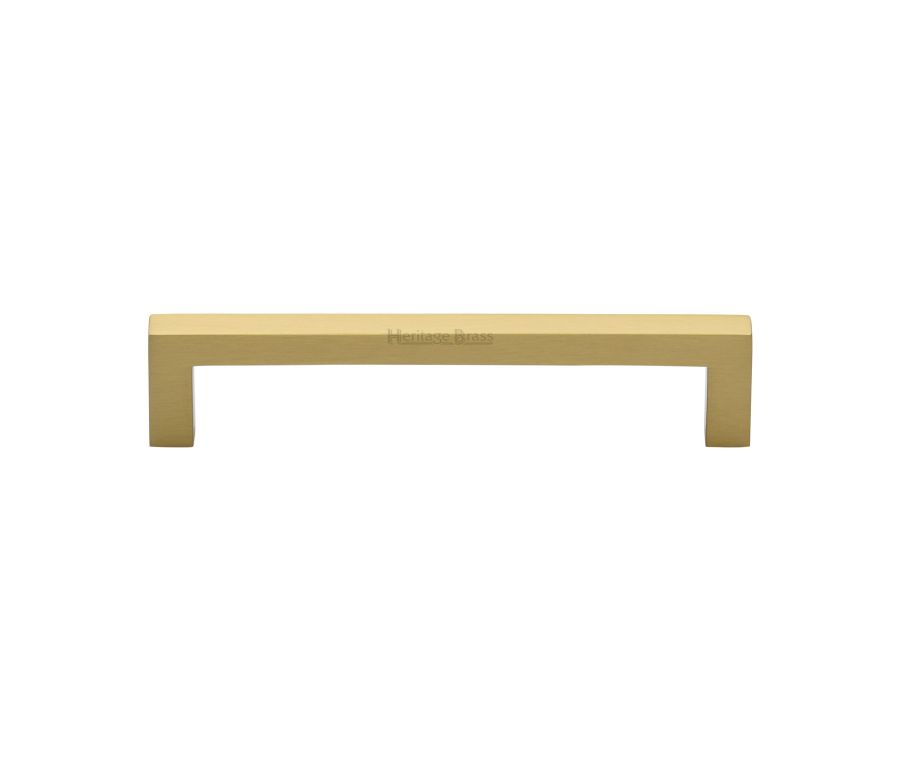 Heritage Brass Satin Brass Square Metro Cabinet Pull Handle 128mm