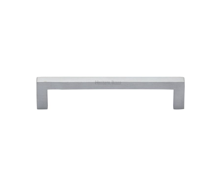 Heritage Brass Satin Chrome Square Metro Cabinet Pull Handle 128mm