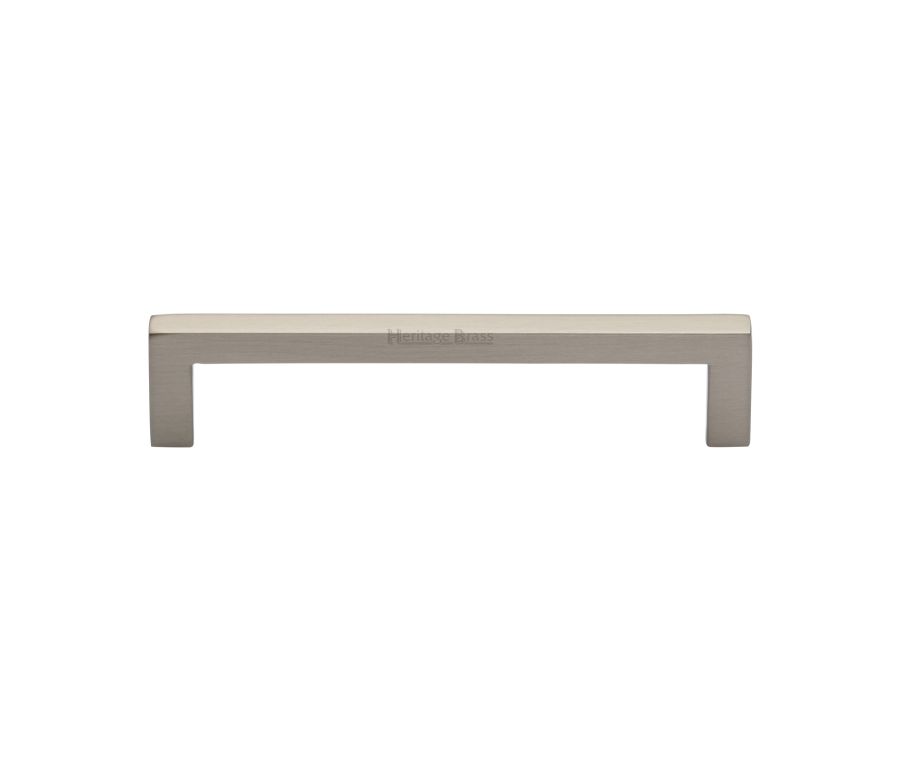 Heritage Brass Satin Nickel Square Metro Cabinet Pull Handle 128mm