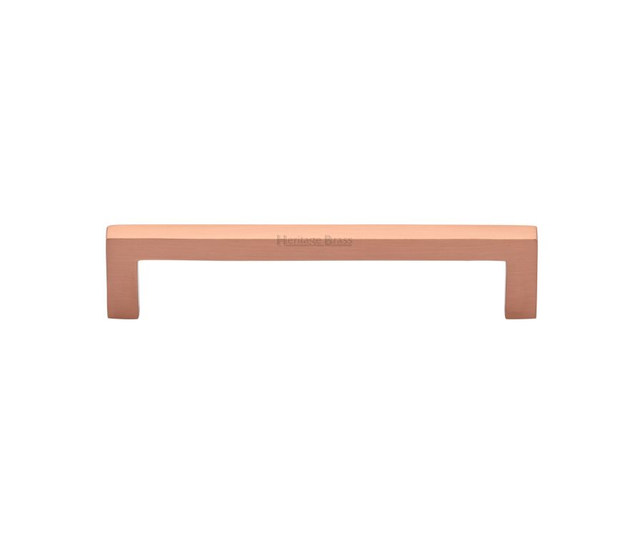 Heritage Brass Satin Rose Gold Square Metro Cabinet Pull Handle 128mm