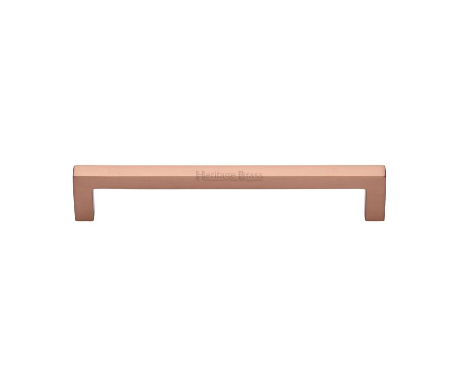 Heritage Brass Satin Rose Gold Square Metro Cabinet Pull Handle 160mm