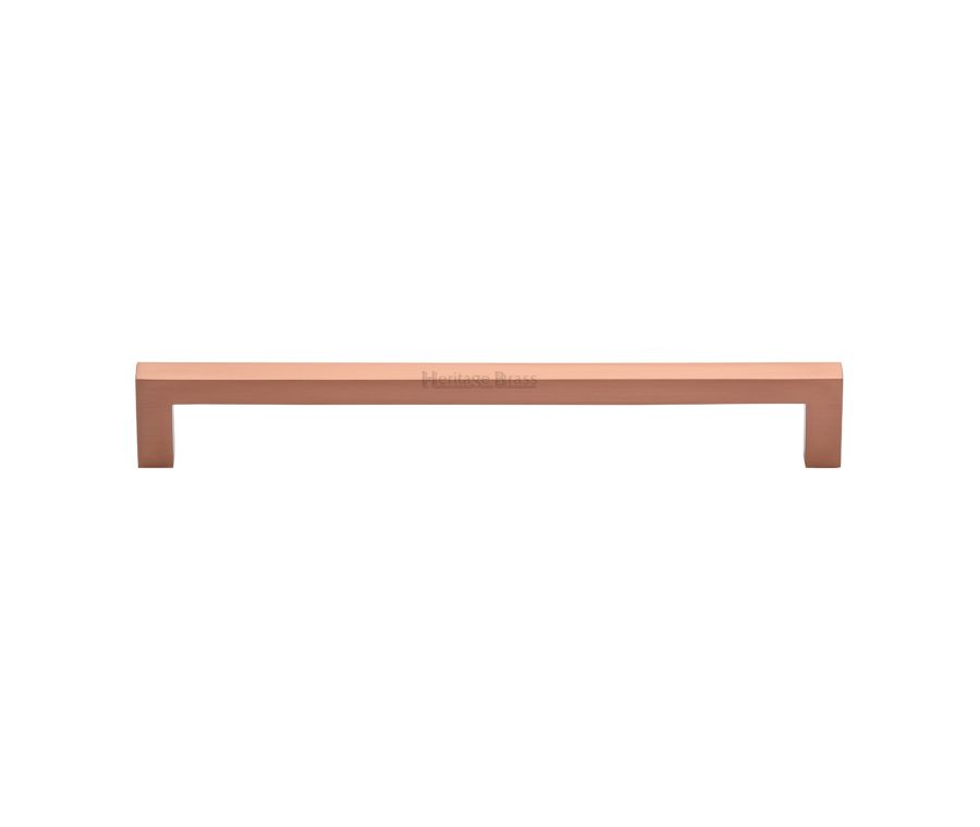 Heritage Brass Satin Rose Gold Square Metro Cabinet Pull Handle 192mm