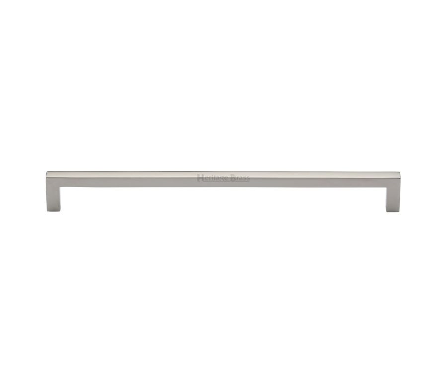Heritage Brass Polished Nickel Finish Square Metro Cabinet Pull Handle 256mm
