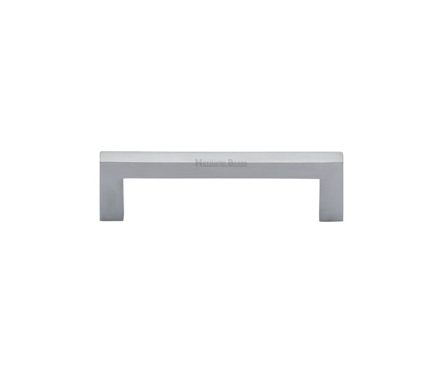Heritage Brass Satin Chrome Square Metro Cabinet Pull Handle 96mm