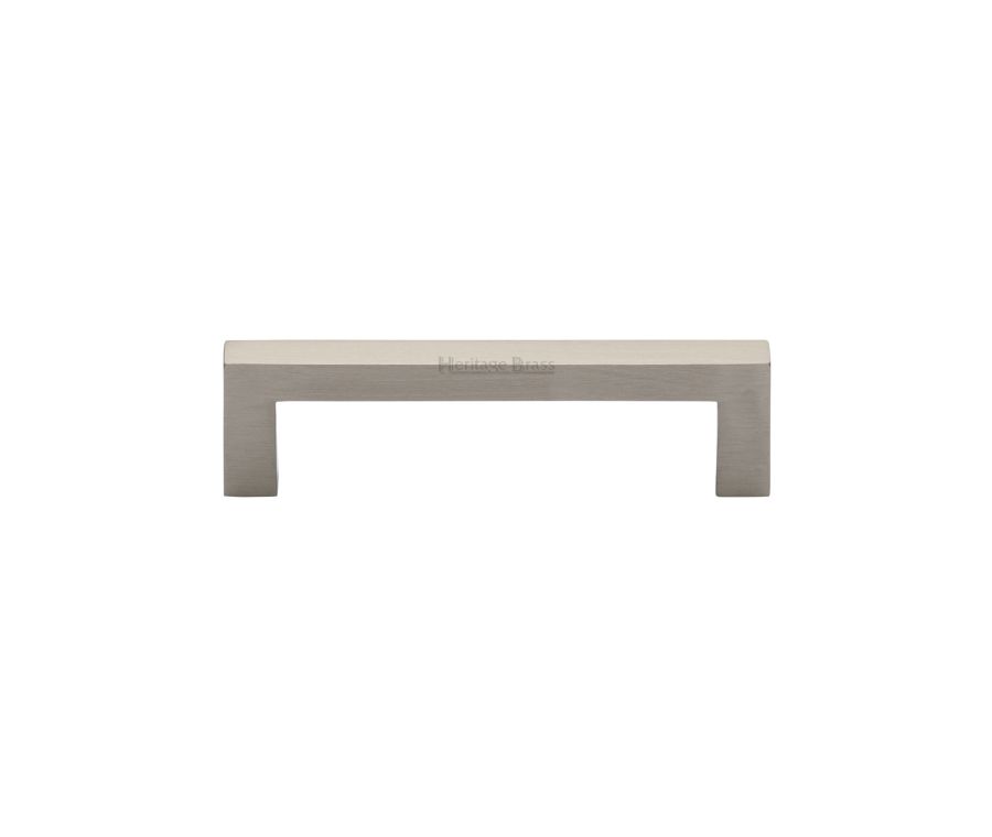 Heritage Brass Satin Nickel Square Metro Cabinet Pull Handle 96mm