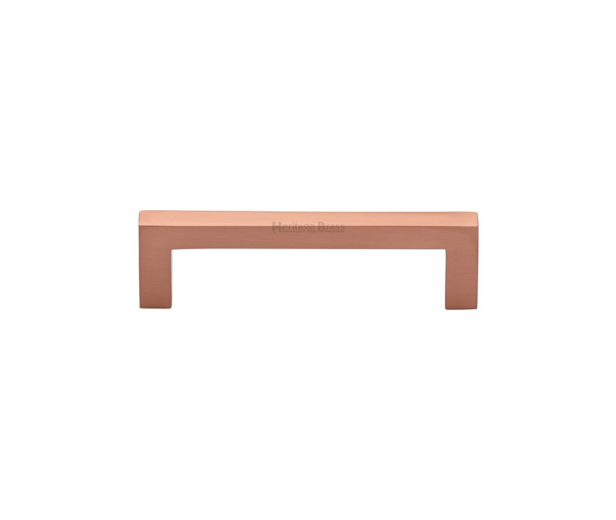 Heritage Brass Satin Rose Gold Square Metro Cabinet Pull Handle 96mm