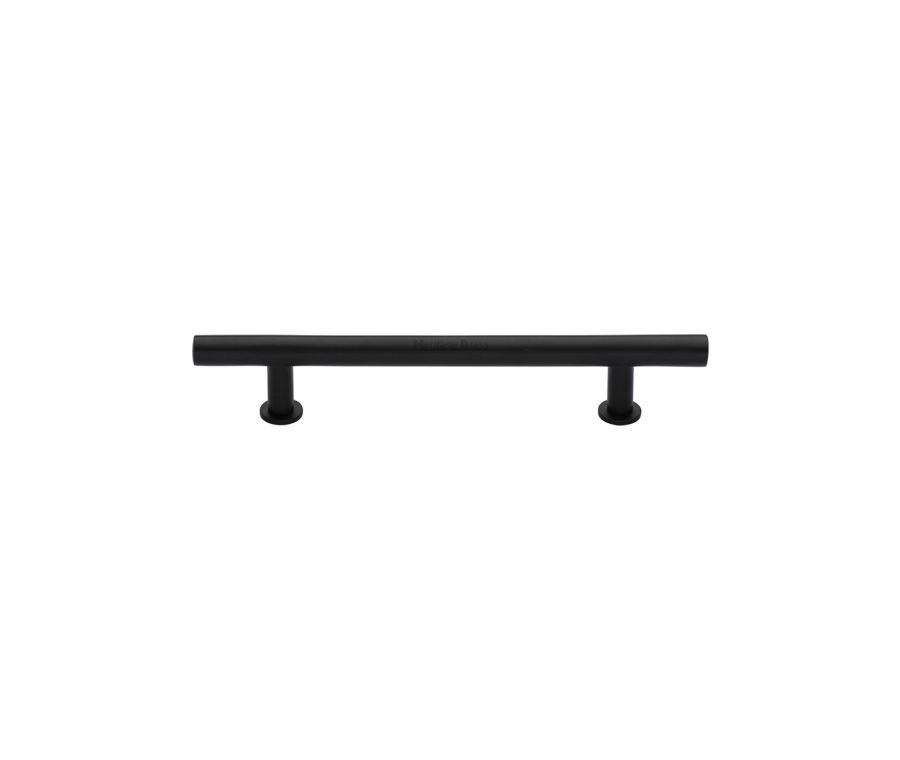 Heritage Brass Matt Black T-Bar Cabinet Pull Handle with Rose 16mm