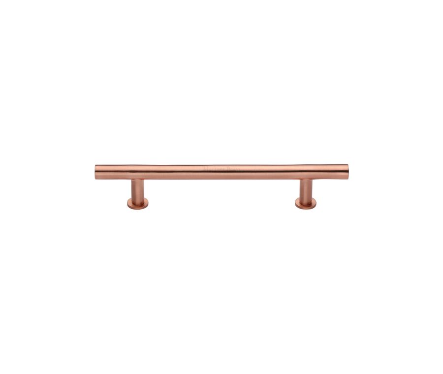 Heritage Brass Satin Rose Gold T-Bar Cabinet Pull Handle with Rose 16mm