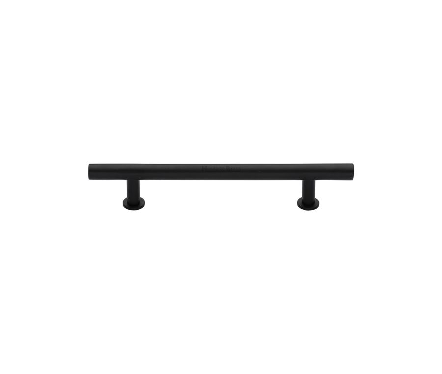 Heritage Brass Matt Black T-Bar Cabinet Pull Handle with Rose 16mm