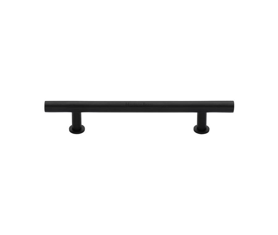 Heritage Brass Matt Black T-Bar Cabinet Pull Handle with Rose 16mm