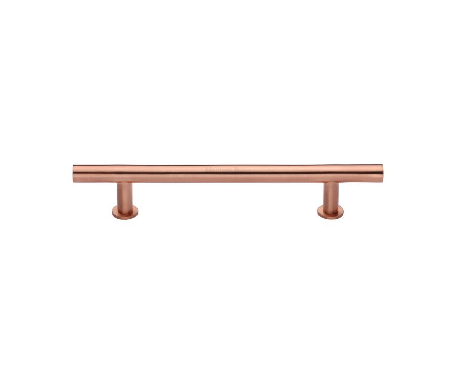 Heritage Brass Satin Rose Gold T-Bar Cabinet Pull Handle with Rose 16mm