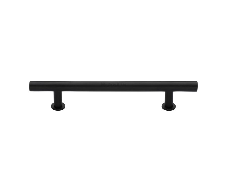 Heritage Brass Matt Black T-Bar Cabinet Pull Handle with Rose 16mm