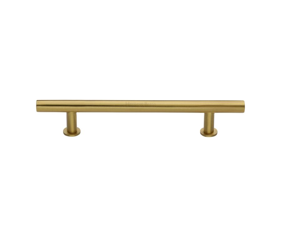 Heritage Brass Satin Brass T-Bar Cabinet Pull Handle with Rose 16mm