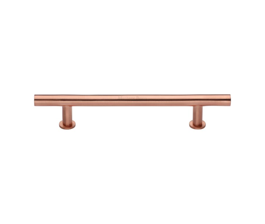 Heritage Brass Satin Rose Gold T-Bar Cabinet Pull Handle with Rose 16mm