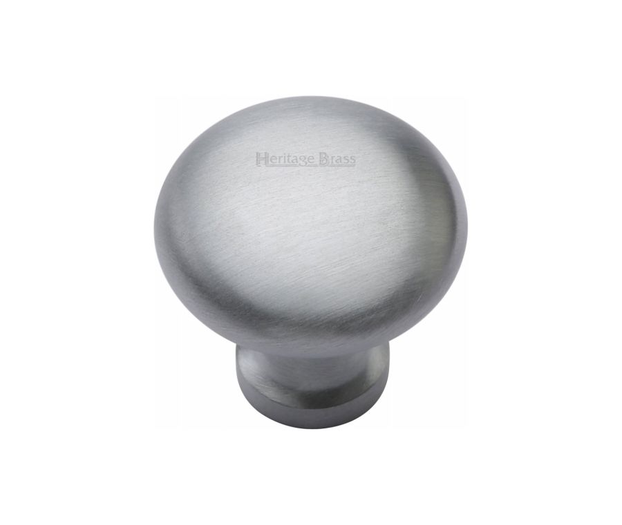 Heritage Brass Satin Chrome Victorian Round Cabinet Knob 32mm