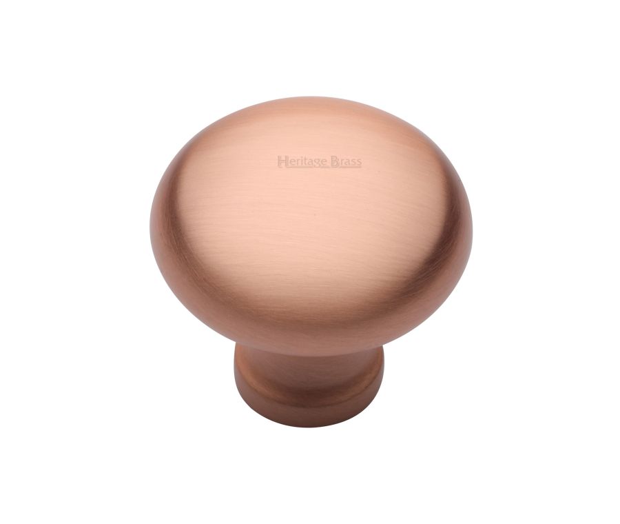 Heritage Brass Satin Rose Gold Victorian Round Cabinet Knob 32mm
