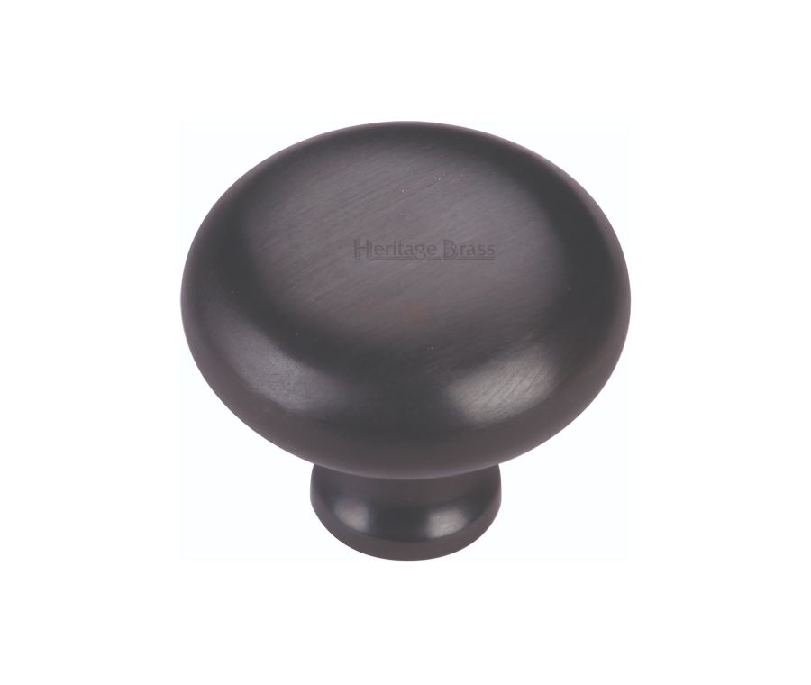 Heritage Brass Matt Black Victorian Round Cabinet Knob 38mm