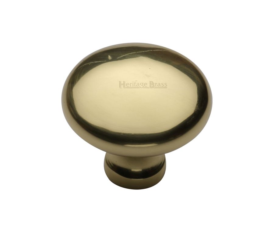 Heritage Brass Polished Brass Victorian Round Cabinet Knob 38mm